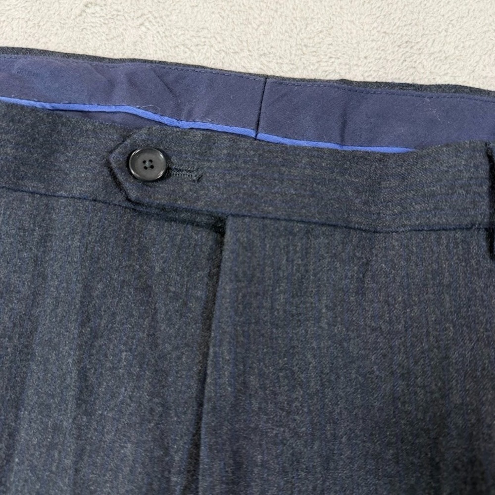 Charles Tyrwhitt Dress Pants Men 38x30 Grey Blue Striped Wool Classic Fit Preppy - Picture 3 of 15